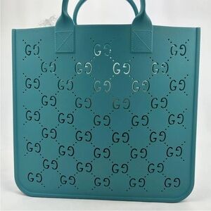 Gucci Blue Perforated Leather Tote